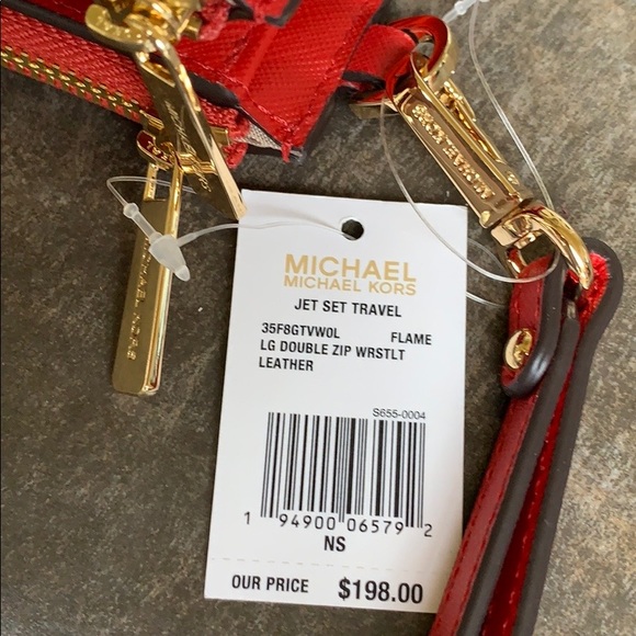 MICHAEL KORS LG DOUBLE ZIP WRISTLET FLAME - Picture 11 of 16